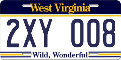 WV license plate 2XY008