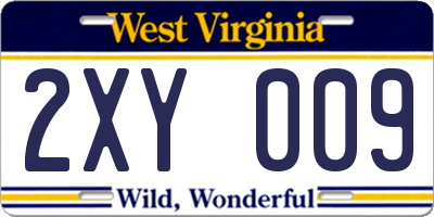 WV license plate 2XY009