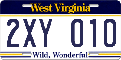 WV license plate 2XY010