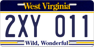 WV license plate 2XY011