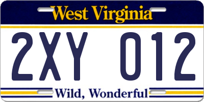 WV license plate 2XY012