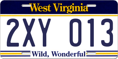WV license plate 2XY013