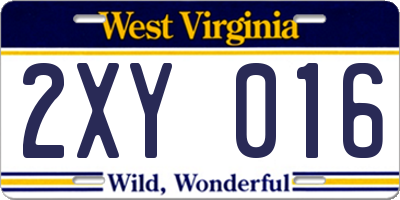 WV license plate 2XY016