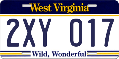 WV license plate 2XY017
