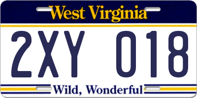 WV license plate 2XY018