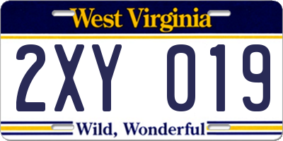 WV license plate 2XY019