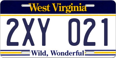 WV license plate 2XY021