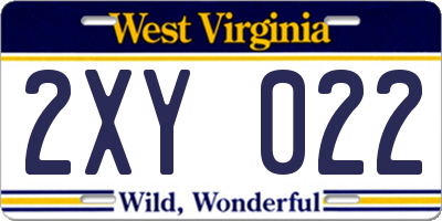 WV license plate 2XY022