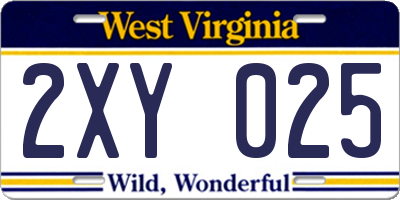 WV license plate 2XY025