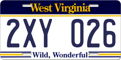 WV license plate 2XY026