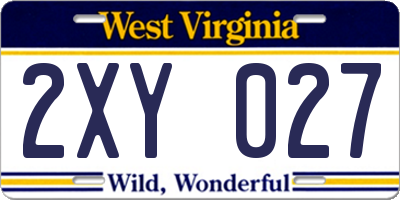 WV license plate 2XY027