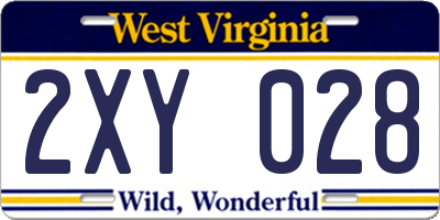 WV license plate 2XY028