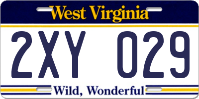WV license plate 2XY029