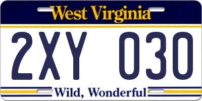 WV license plate 2XY030