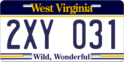 WV license plate 2XY031