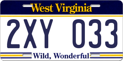 WV license plate 2XY033