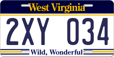WV license plate 2XY034