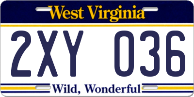 WV license plate 2XY036