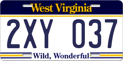 WV license plate 2XY037