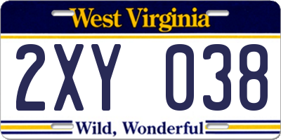 WV license plate 2XY038