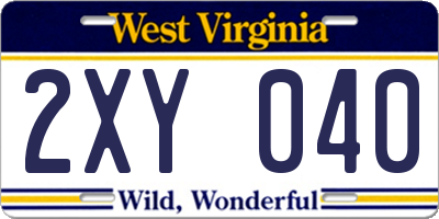 WV license plate 2XY040