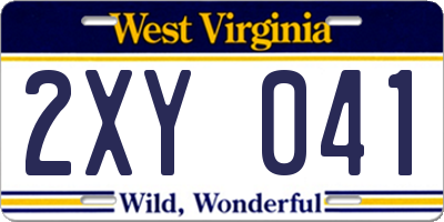 WV license plate 2XY041