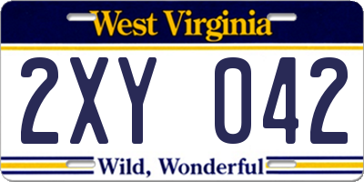 WV license plate 2XY042