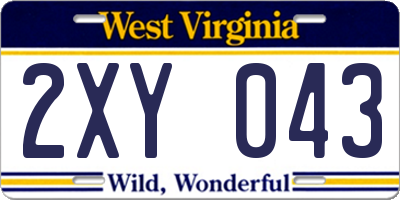 WV license plate 2XY043