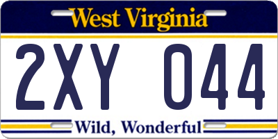 WV license plate 2XY044