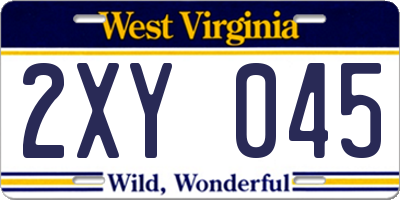 WV license plate 2XY045