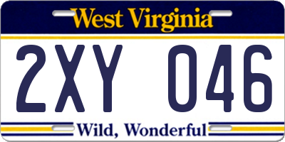 WV license plate 2XY046