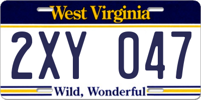 WV license plate 2XY047