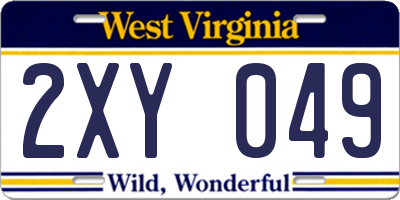 WV license plate 2XY049