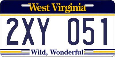 WV license plate 2XY051