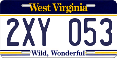 WV license plate 2XY053