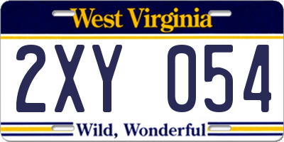 WV license plate 2XY054