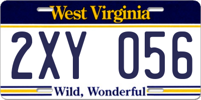 WV license plate 2XY056