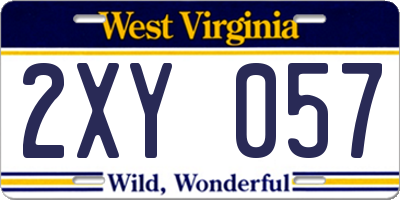 WV license plate 2XY057