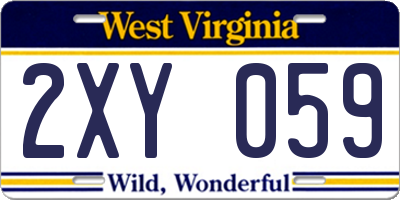 WV license plate 2XY059