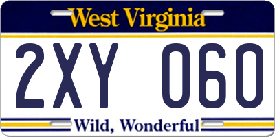 WV license plate 2XY060
