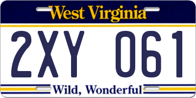 WV license plate 2XY061