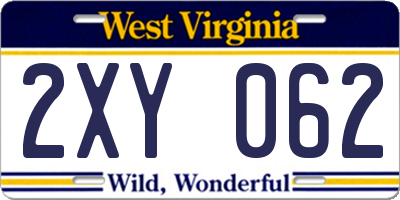 WV license plate 2XY062