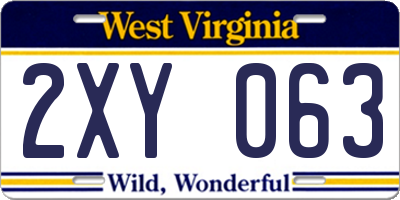 WV license plate 2XY063