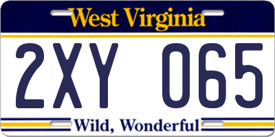 WV license plate 2XY065