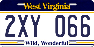 WV license plate 2XY066