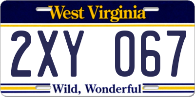 WV license plate 2XY067
