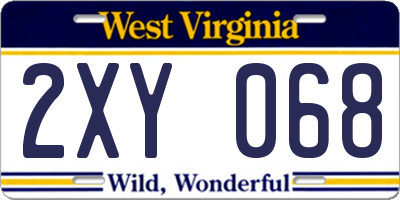 WV license plate 2XY068