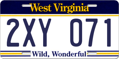 WV license plate 2XY071