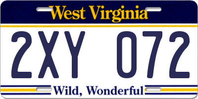 WV license plate 2XY072