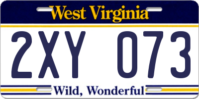 WV license plate 2XY073